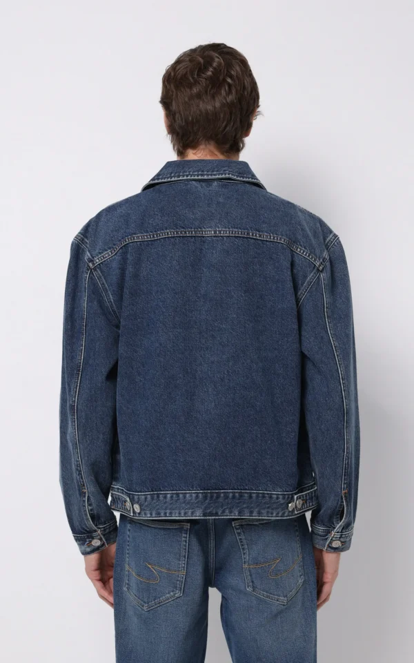 جلیقه مردانه دکمه‌دار جین آبی پاییز-زمستانه کلینز