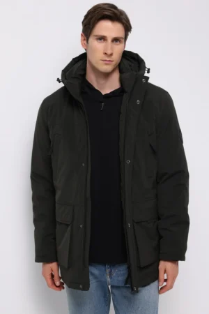 کاپشن مردانه مشکی زیپ‌دار گرم پاییز-زمستانه برند کلینز