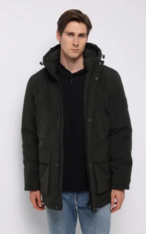 کاپشن مردانه مشکی زیپ‌دار گرم پاییز-زمستانه برند کلینز