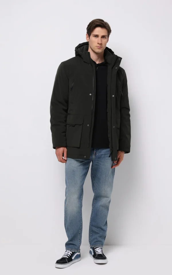 کاپشن مردانه مشکی زیپ‌دار گرم پاییز-زمستانه برند کلینز