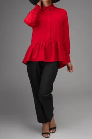 بلوز زنانه نوادو (Nevado) مدل کمر چین‌دار یقه مردانه کد 403012561533