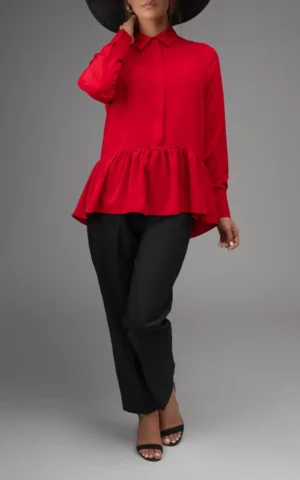 بلوز زنانه نوادو (Nevado) مدل کمر چین‌دار یقه مردانه کد 403012561533