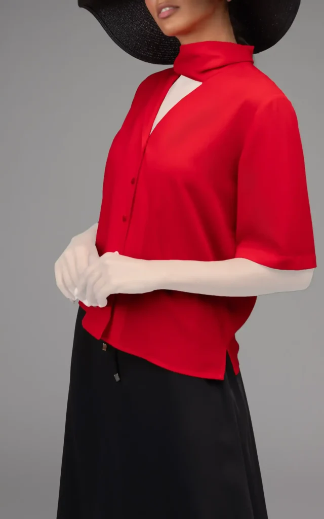 بلوز زنانه آستین سه‌ربع NEVADO با یقه شال‌دار شیک و طراحی خاص – فروشگاه کی شاپ