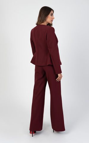 کت تک زنانه رسمی زرشکی رنگ بدون دکمه قزن دار نوادو ۲