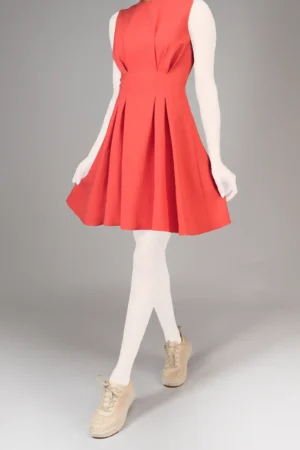 پیراهن زنانه گلبهی رنگ بدون آستین بهار-تابستانه دامن‌دار نوادو