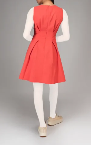 پیراهن زنانه گلبهی رنگ بدون آستین بهار-تابستانه دامن‌دار نوادو