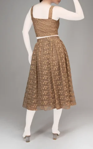 دامن زنانه کرم توری بهار-تابستانه نوادو