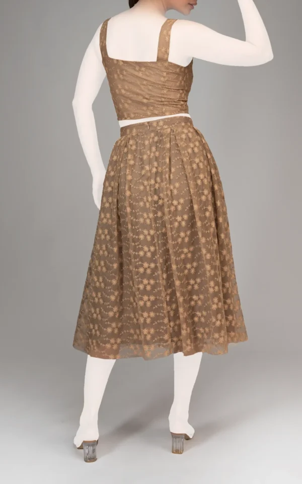 دامن زنانه کرم توری بهار-تابستانه نوادو