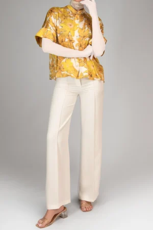 بلوز زنانه آستین سه‌ربع طرح‌گل بهار-تابستانه نوادو