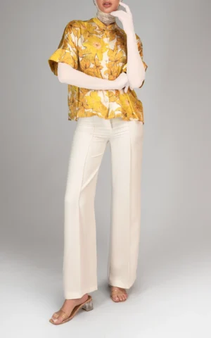 بلوز زنانه آستین سه‌ربع طرح‌گل بهار-تابستانه نوادو