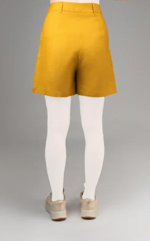 شلوارک شیک بهار-تابستانه خردلی جیب‌دار دار نوادو