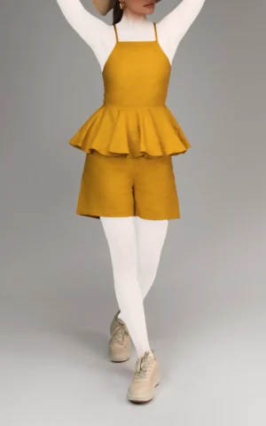 تاپ زنانه خردلی آستین بندی بهار-تابستانه نوادو