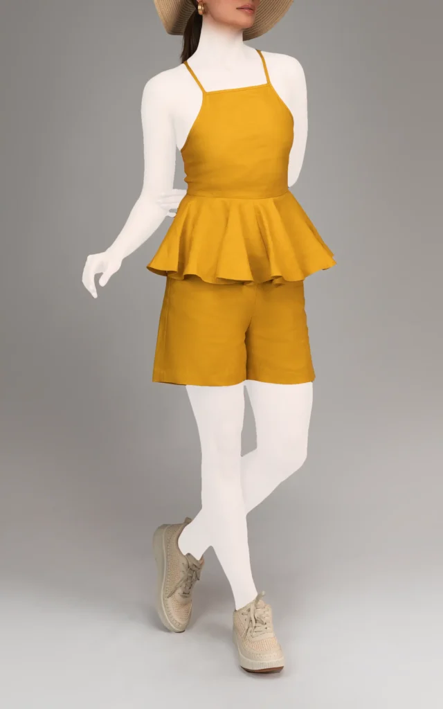 تاپ زنانه خردلی آستین بندی بهار-تابستانه نوادو