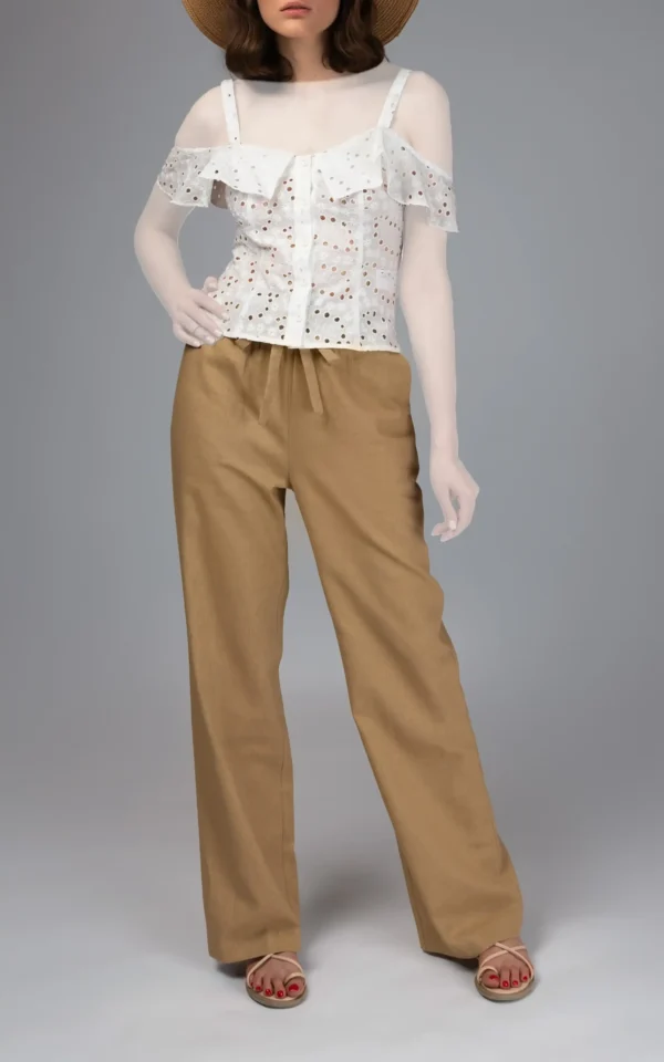 تاپ زنانه سفید بندی بهار-تابستانه نوادو