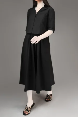 بلوز زنانه آستین سه ربع مشکی بهار-تابستانه نوادو