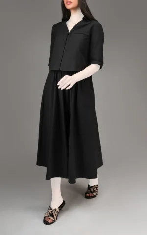 بلوز زنانه آستین سه ربع مشکی بهار-تابستانه نوادو