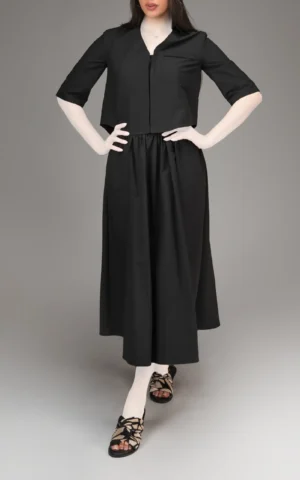 بلوز زنانه آستین سه ربع مشکی بهار-تابستانه نوادو