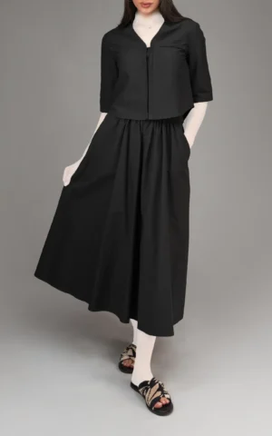 بلوز زنانه آستین سه ربع مشکی بهار-تابستانه نوادو