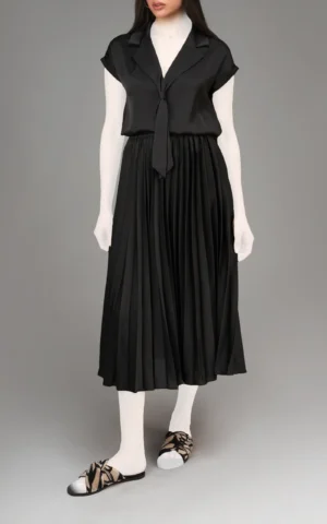 دامن زنانه پلیسه‌ای خاکستری-مشکی بهار-تابستانه نوادو