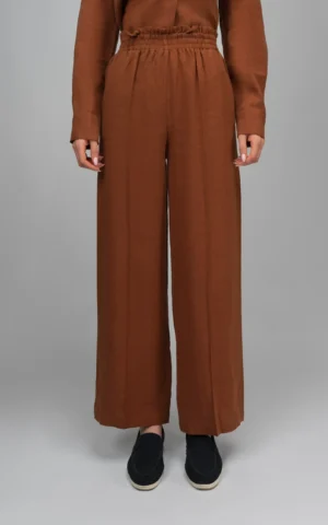 شلوار زنانه قهوه‌ای راسته راحت بهار-تابستانه نوادو