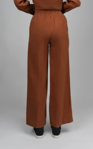 شلوار زنانه قهوه‌ای راسته راحت بهار-تابستانه نوادو