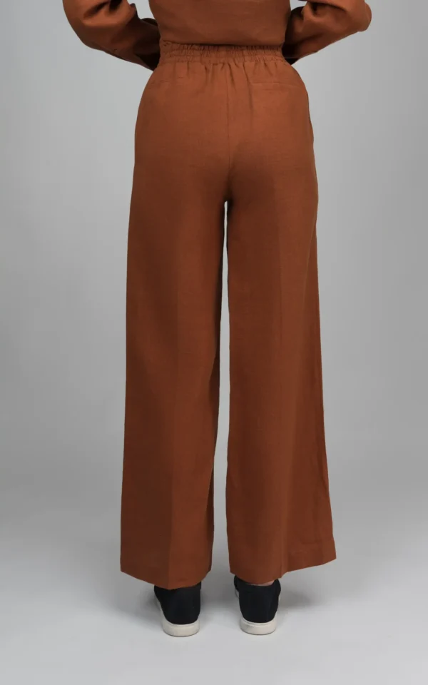 شلوار زنانه قهوه‌ای راسته راحت بهار-تابستانه نوادو