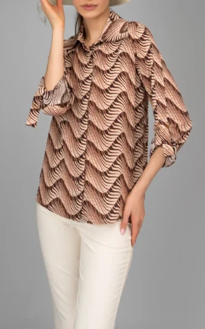 شومیز زنانه طرح دار nevado رنگ قهوه ای