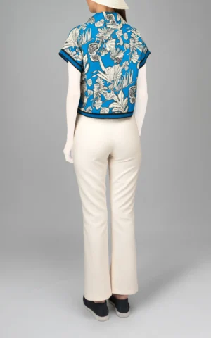 نمای پشت شومیز زنانه طرح برگ NEVADO آستین کوتاه