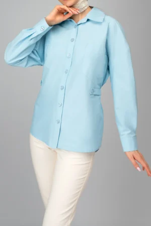 شومیز زنانه دکمه دار آستین بلند NEVADO رنگ آبی