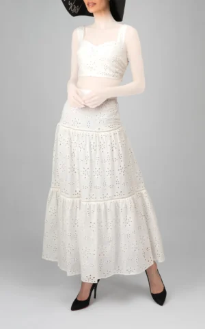 تاپ زنانه سفید بدون آستین بندی بهار-تابستانه نوادو