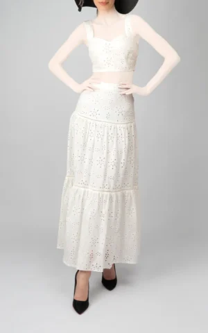 تاپ زنانه سفید بدون آستین بندی بهار-تابستانه نوادو