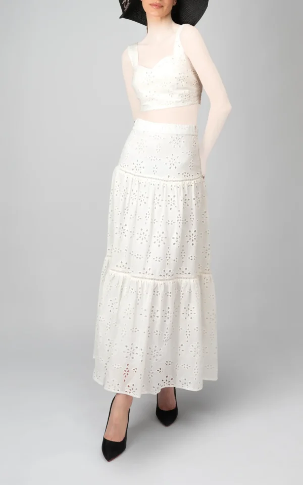 تاپ زنانه سفید بدون آستین بندی بهار-تابستانه نوادو