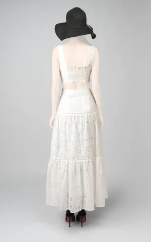 تاپ زنانه سفید بدون آستین بندی بهار-تابستانه نوادو