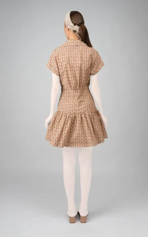 پیراهن زنانه کوتاه طرح‌دار با یقه هفت و دامن چین‌دار برند نوادو کد 403014411502 - Image 2