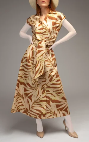 دامن زنانه نوادو چند رنگ طرحدار دکمه های تزیینی از نمای قدی