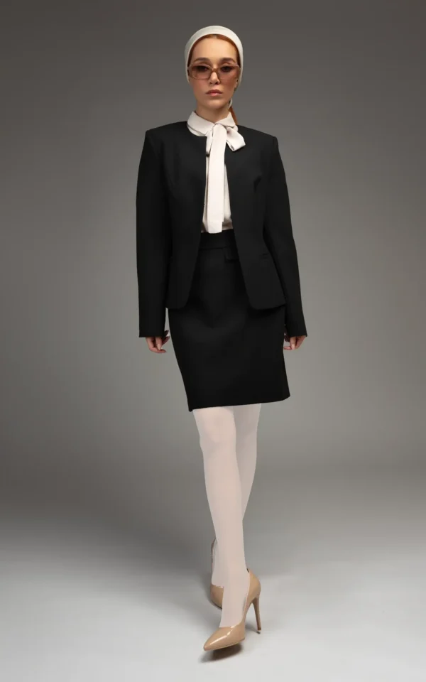 دامن زنانه مشکی نوادو جیب پاکتی تزیینی ۳