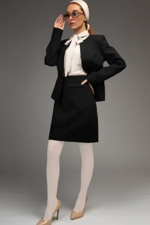 دامن زنانه مشکی نوادو جیب پاکتی تزیینی ۱