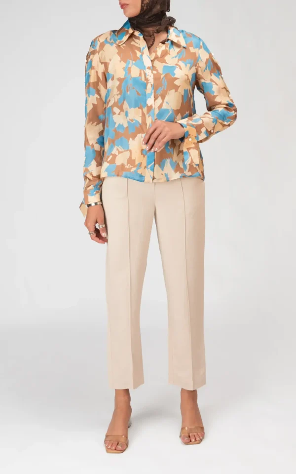 شومیز زنانه آستین بلند بهار-تابستانه طرح‌گل نوادو