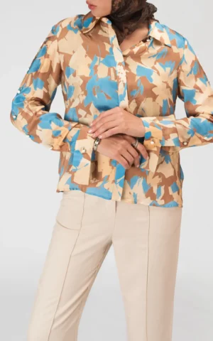 شومیز زنانه آستین بلند بهار-تابستانه طرح‌گل نوادو