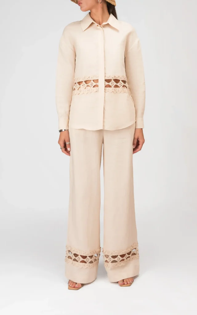 شلور زنانه رسمی کرم بهار-تابستانه راسته نوادو