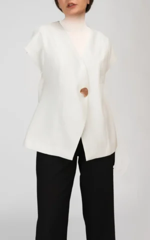 جلیقه زنانه بهار-تابستانه سفید شیک خنک نوادو