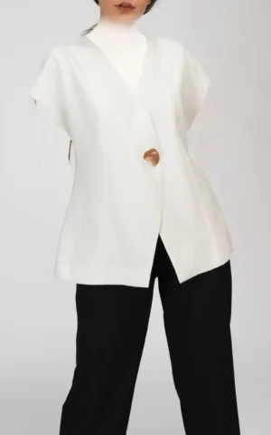 جلیقه زنانه بهار-تابستانه سفید شیک خنک نوادو