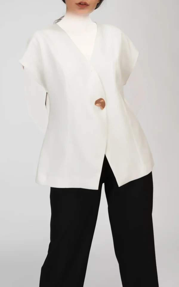 جلیقه زنانه بهار-تابستانه سفید شیک خنک نوادو