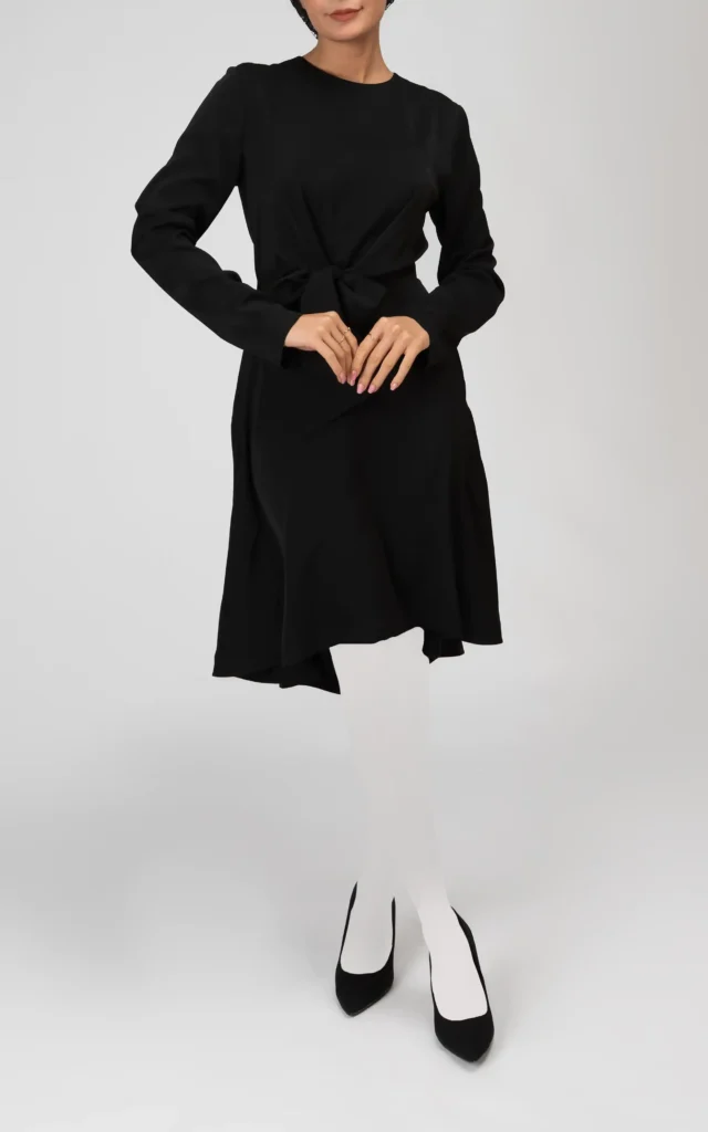 پیراهن زنانه مشکی بهار-تابستانه آستین بلند مجلسی نوادو