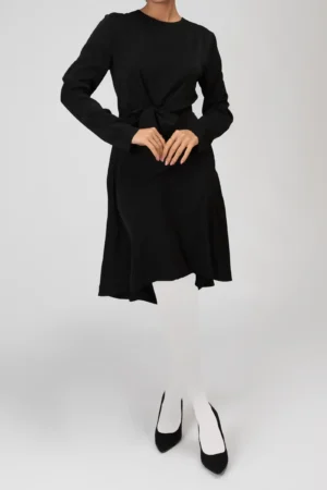 پیراهن زنانه مشکی بهار-تابستانه آستین بلند مجلسی نوادو