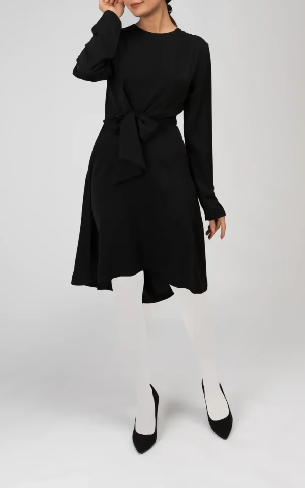 پیراهن زنانه مشکی بهار-تابستانه آستین بلند مجلسی نوادو