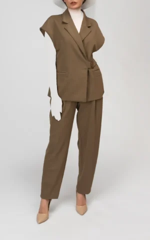 شلوار زنانه زیتونی رنگ بهار-تابستانه نوادو