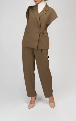 جلیقه زنانه زیتونی رنگ بهار-تابستانه نوادو