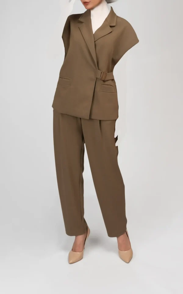 جلیقه زنانه زیتونی رنگ بهار-تابستانه نوادو