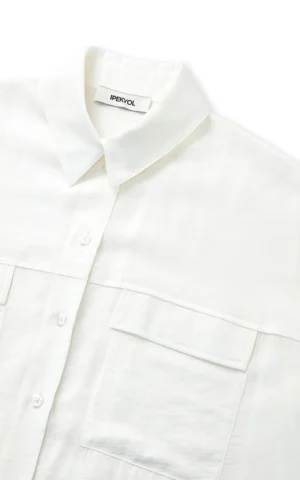 نمای یقه شومیز زنانه دو جیب آستین بلند IPEKYOL رنگ سفید